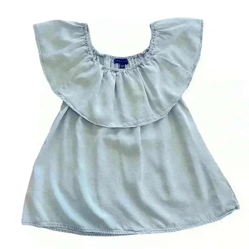 Sanctuary Chambray Off Shoulder Blouse EUC Small S Shirt Blue Classic Chic Boho - Picture 2 of 6